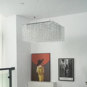 Veylin Square Crystal Cascade Chandelier - view 12 | Hoailamp