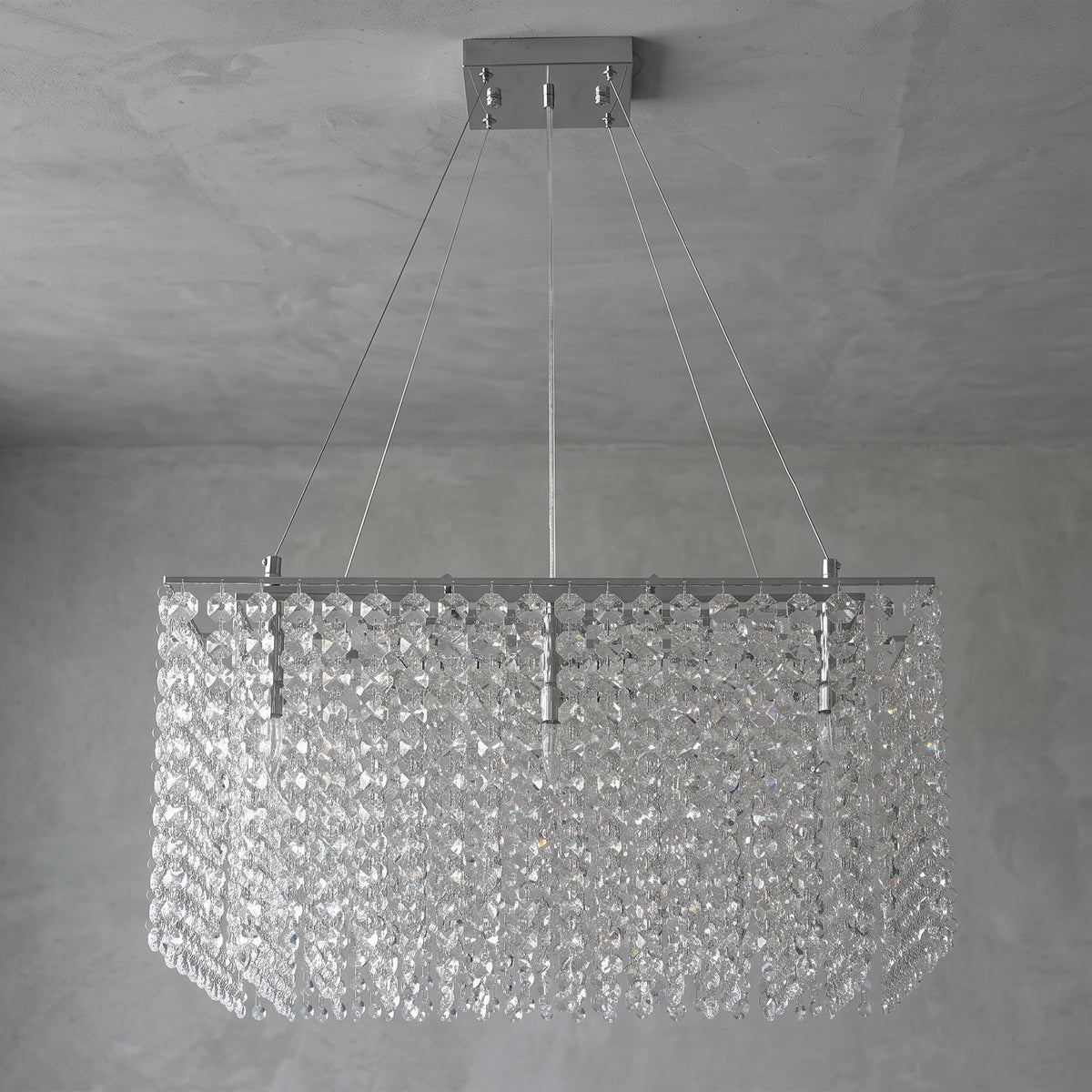 Veylin Square Crystal Cascade Chandelier - view 2 | Hoailamp