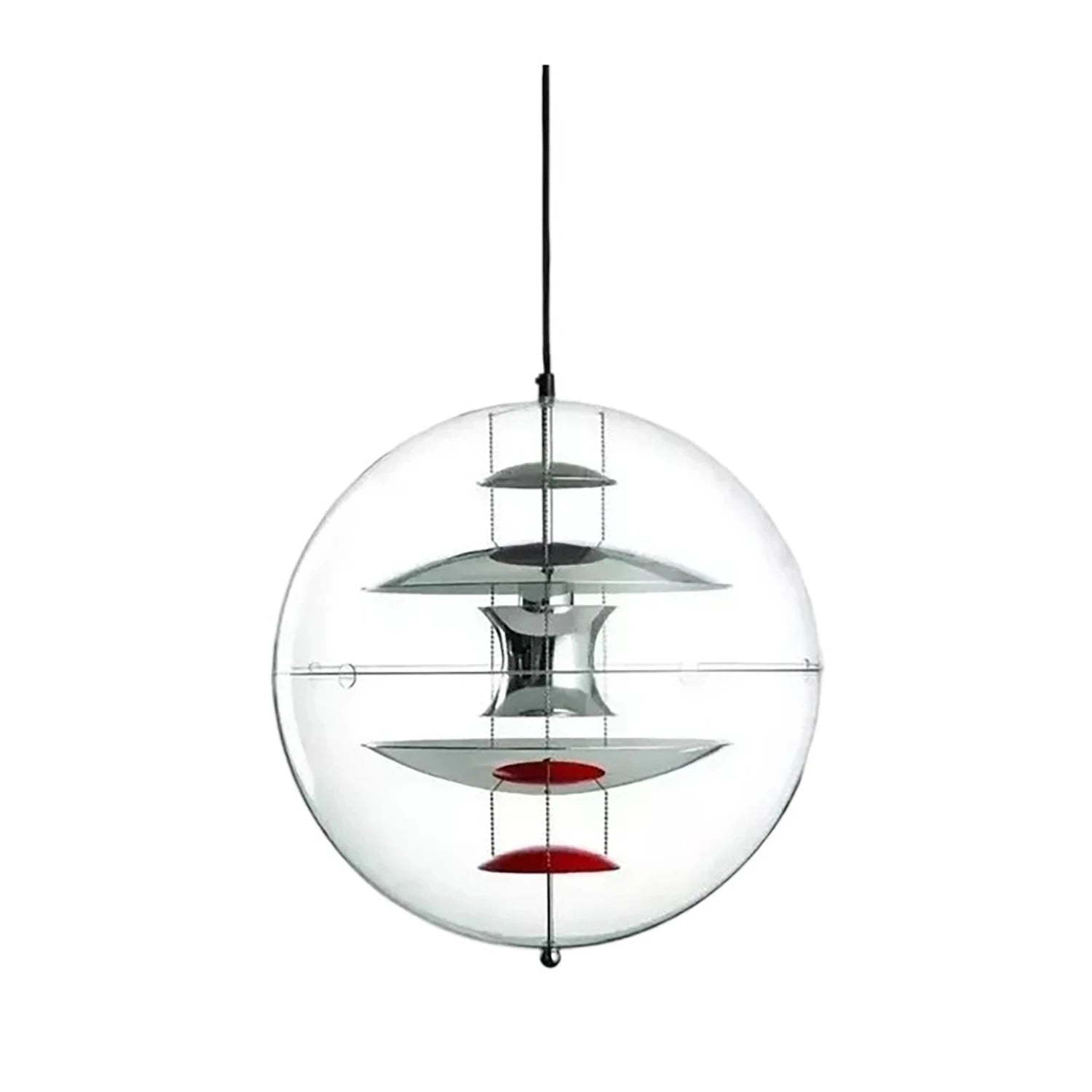 VP Globe Pendant Lamp - Chrome Silver Red & Blue Accents Off-State SKU | HoaiLamp