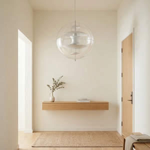 VP Globe Pendant Lamp - Minimalist Foyer Floating Console Organic Reed Mat | HoaiLamp