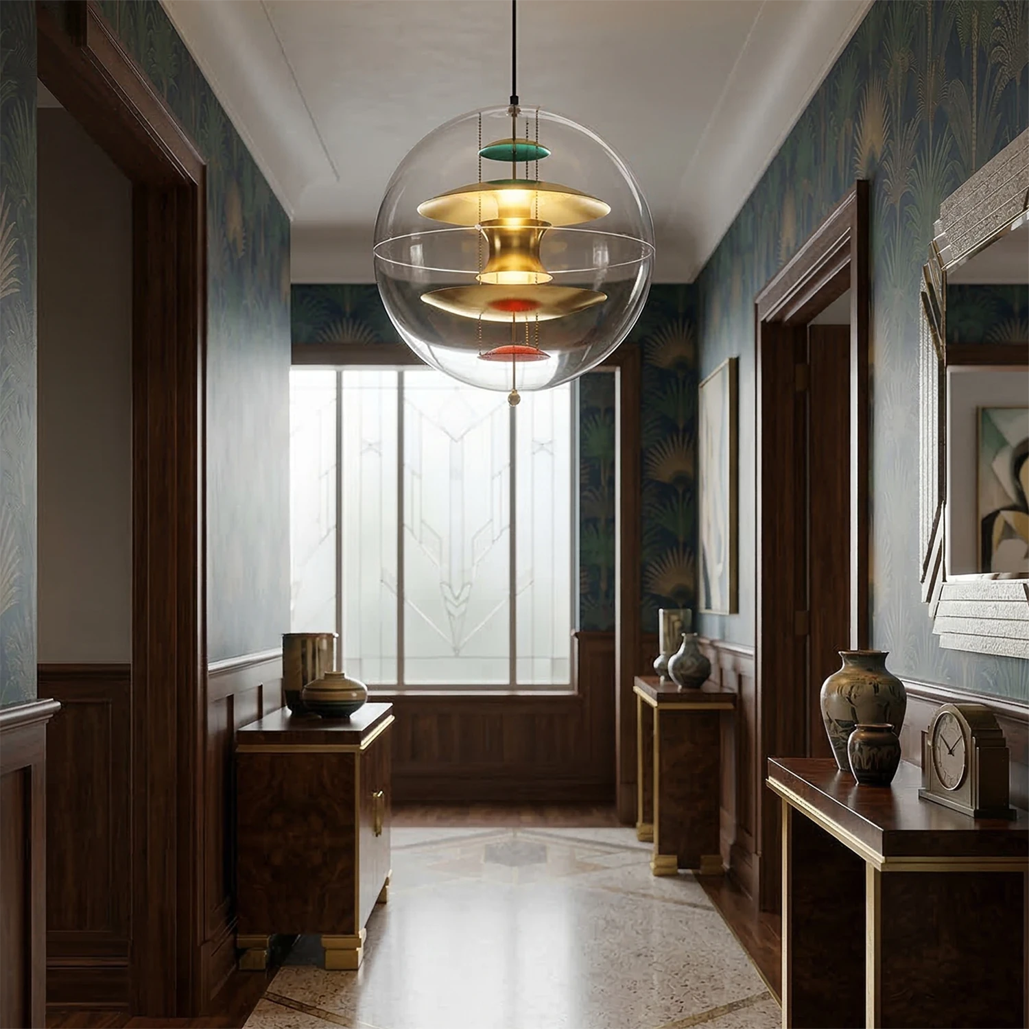 VP Globe Pendant Lamp - Retro Dark Teal Corridor Antique Credenza Accent Lighting | HoaiLamp