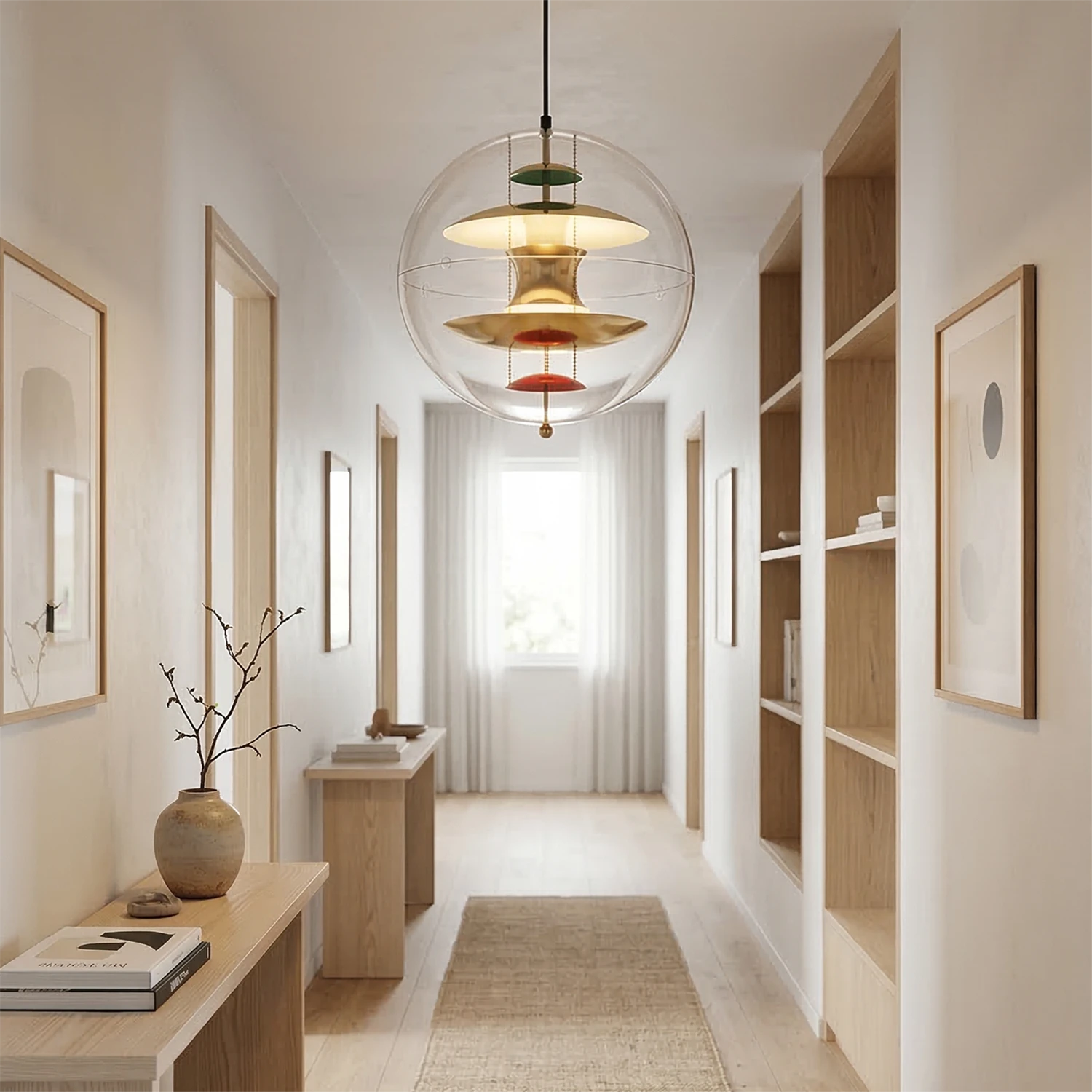 VP Globe Pendant Lamp - Scandinavian Walkway Built-In Bookshelf Gallery Corridor | HoaiLamp