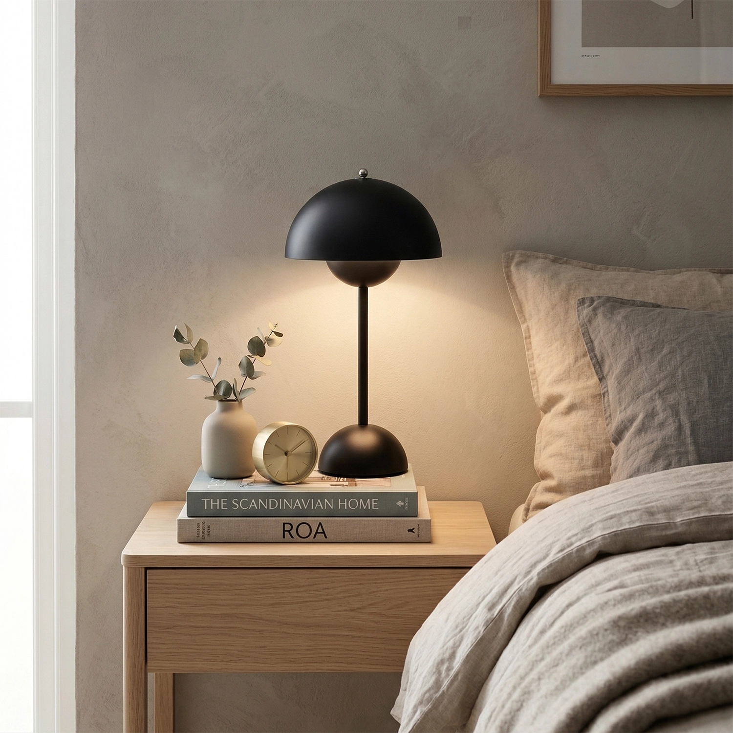 vp3 Table Lamp - Sleek Charcoal Black Cozy Bedroom Nightstand Ambiance | HoaiLamp