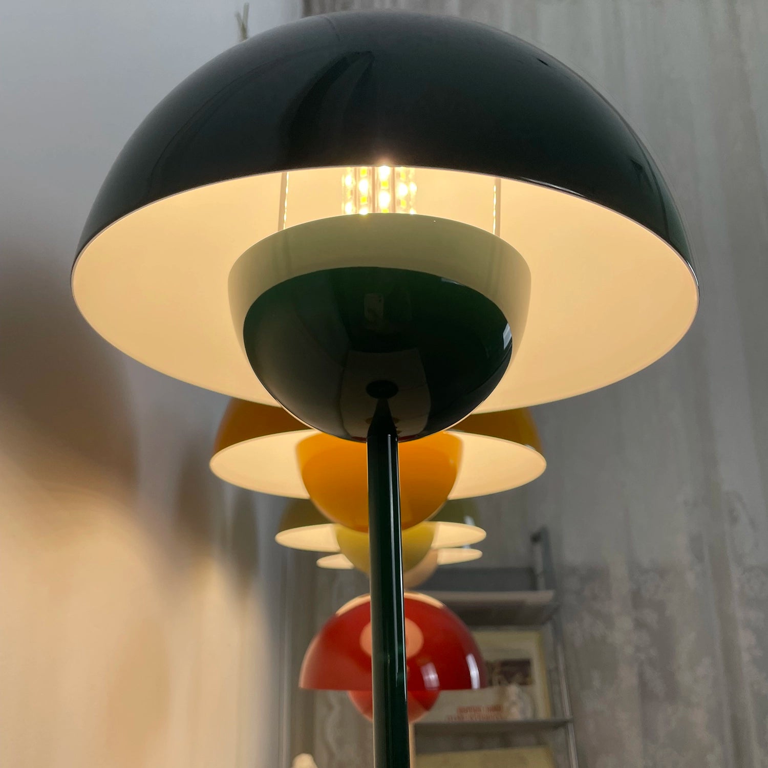 vp3 Table Lamp - Botanical Dark Green Layered Shell Silhouette Perspective | HoaiLamp