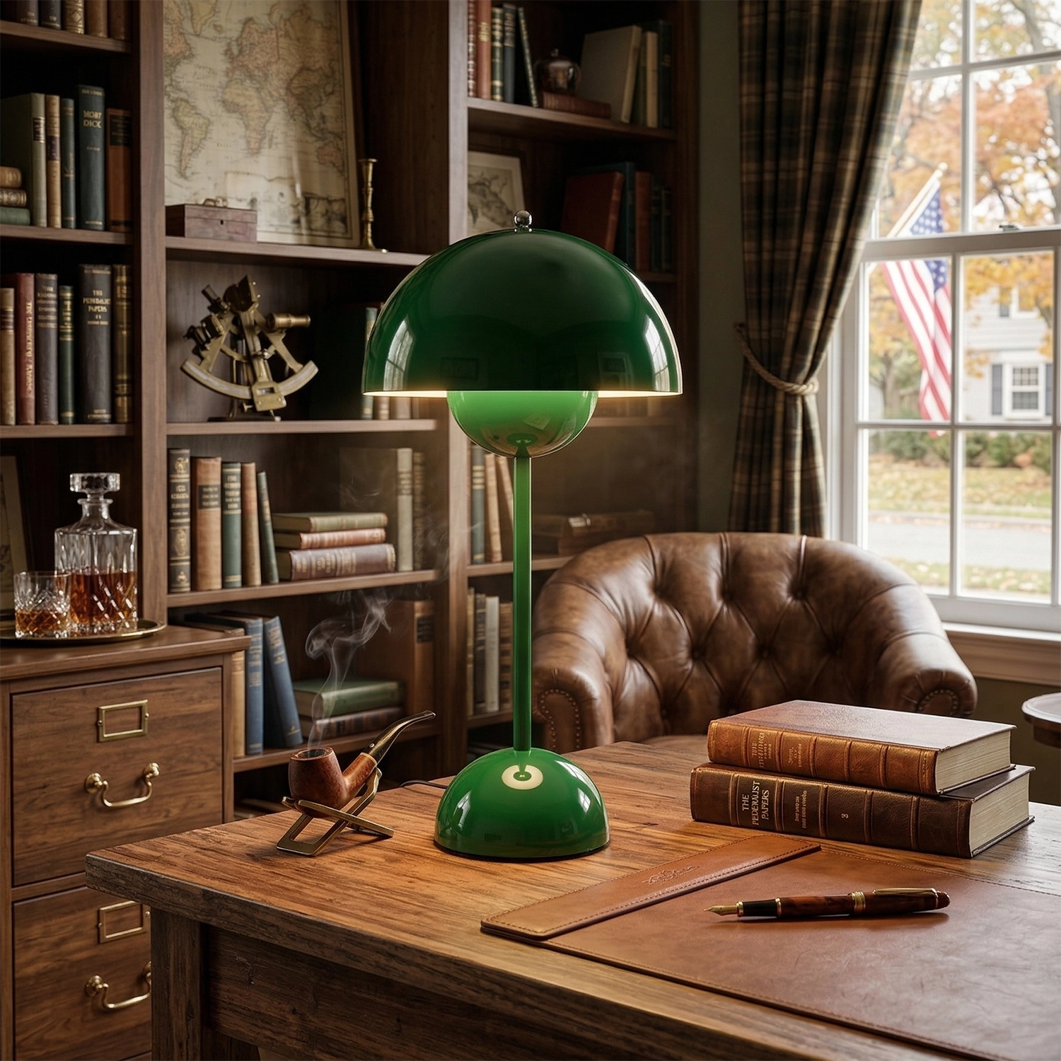 vp3 Table Lamp - Vintage Forest Green Mid-Century Executive Desk | HoaiLamp
