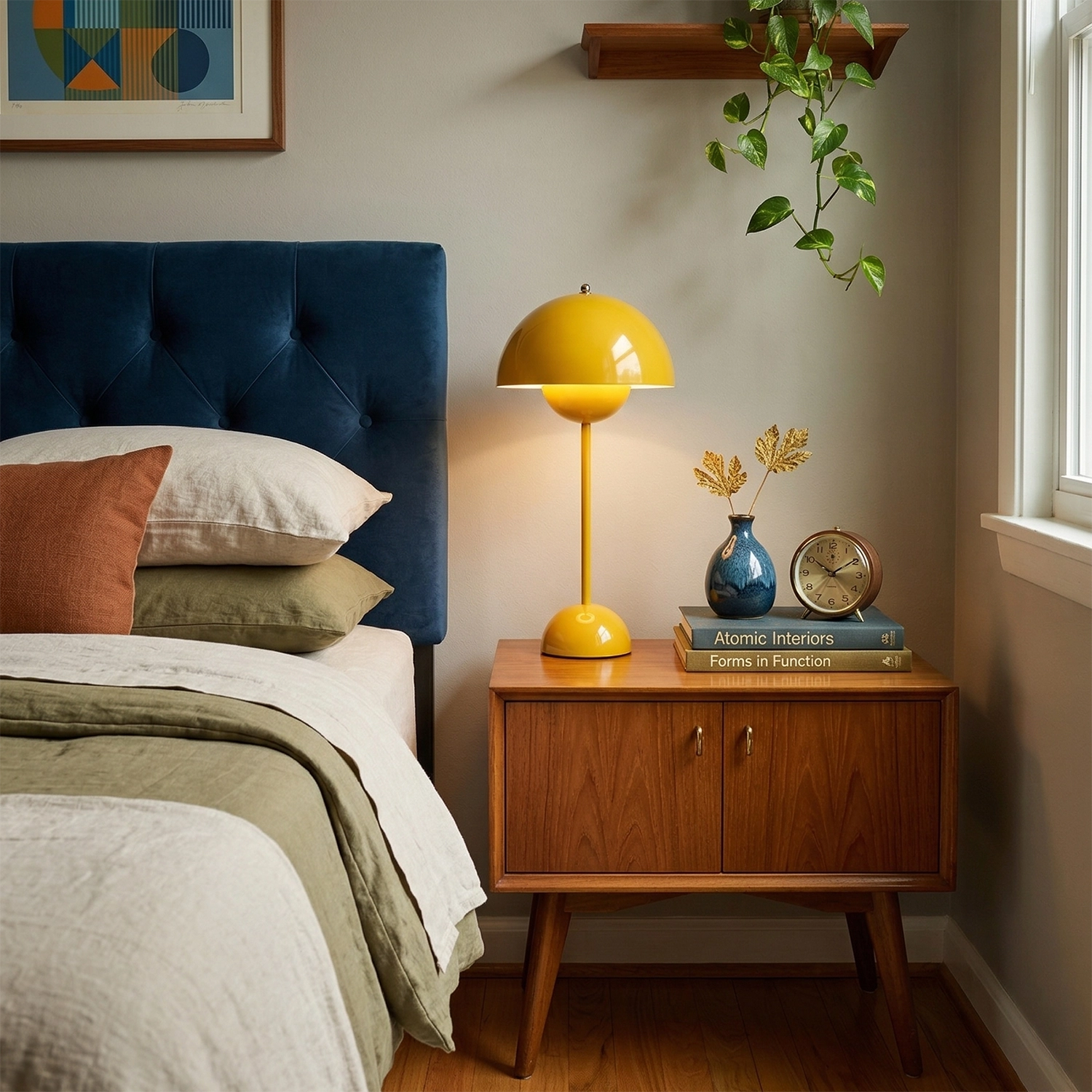 vp3 Table Lamp - Vibrant Mustard Yellow Aesthetic Bedroom Bedside Table | HoaiLamp