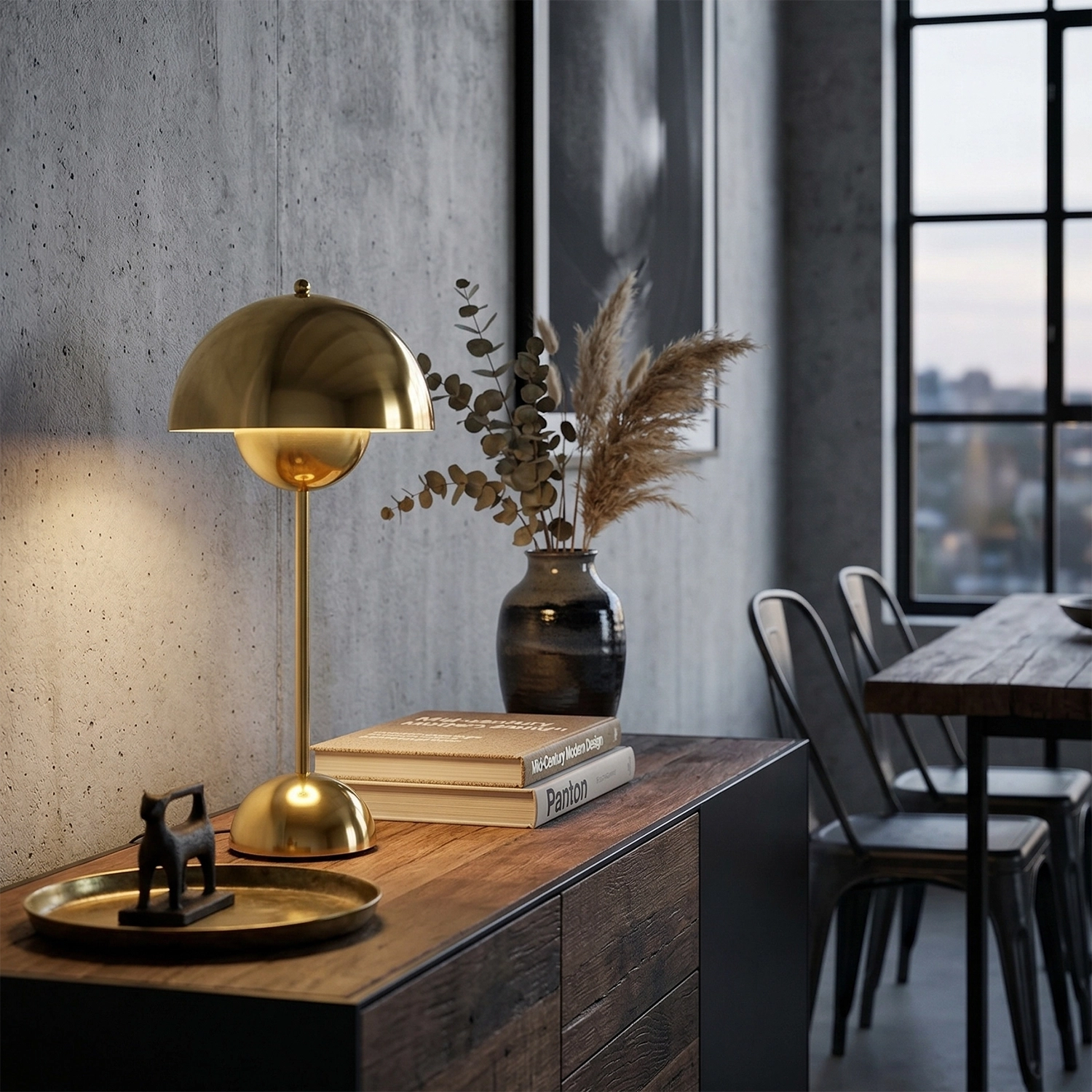 vp3 Table Lamp - Polished Brass Gold Luxury Metallic Console Table | HoaiLamp
