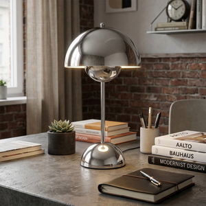 vp3 Table Lamp - Polished Chrome Silver Glossy Industrial Loft Desktop | HoaiLamp