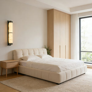 VUUE Cylindra Alabaster Brass Wall Light - Bright Modern Bedroom Light Wood Wardrobe | HoaiLamp
