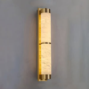 VUUE Cylindra Alabaster Brass Wall Light - Studio Brushed Brass Finish Grey Background | HoaiLamp