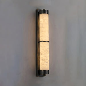VUUE Cylindra Alabaster Brass Wall Light - Studio Matte Black Finish Grey Background | HoaiLamp