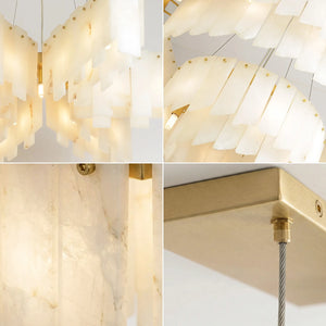 Cascade Alabaster Tiered Brass Chandelier-Craftsmanship Details - Natural Alabaster & Brass Fittings | HoaiLamp