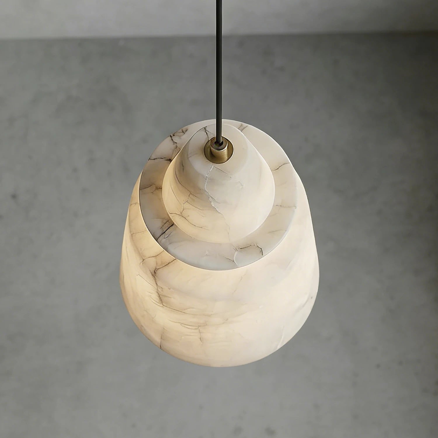 White Alabaster Pendant Light - Sophisticated Top-Down Perspective | HoaiLamp