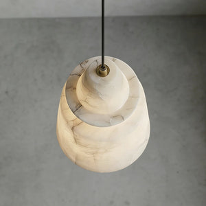 White Alabaster Pendant Light - Sophisticated Top-Down Perspective | HoaiLamp