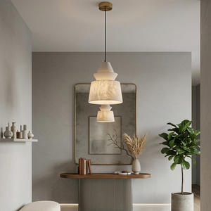 White Alabaster Pendant Light - Sophisticated Gallery Entryway | HoaiLamp