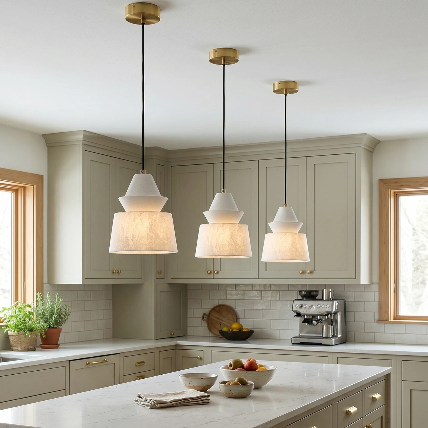 White Alabaster Pendant Light - Bright Culinary Kitchen Island | HoaiLamp