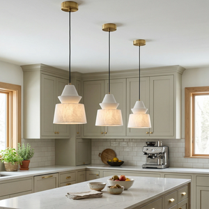 White Alabaster Pendant Light - Bright Culinary Kitchen Island | HoaiLamp