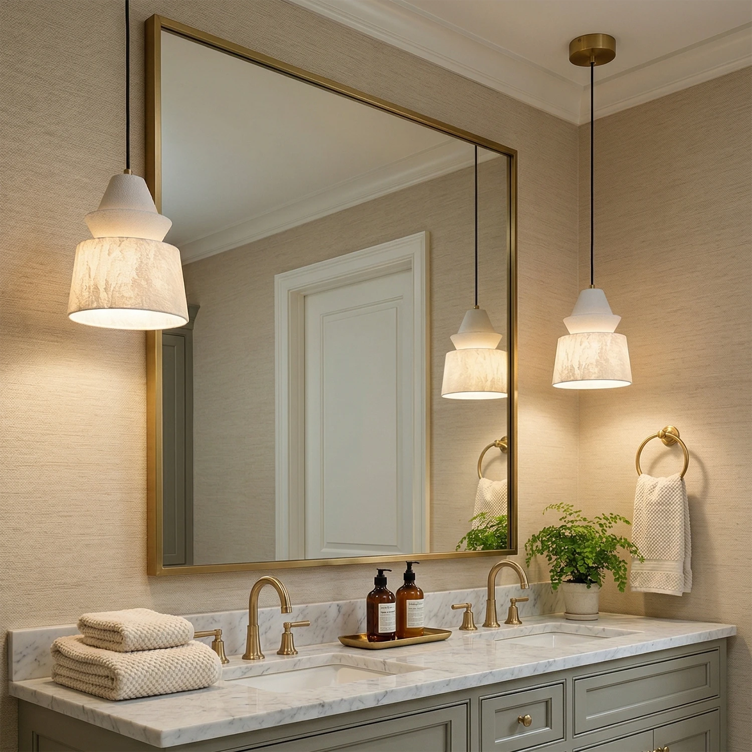 White Alabaster Pendant Light - Luxurious Spa Bath Radiance | HoaiLamp