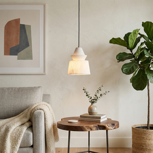 White Alabaster Pendant Light - Zen Living Room Accent | HoaiLamp