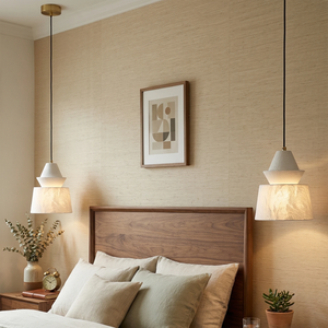White Alabaster Pendant Light - Elegant Symmetrical Bedroom | HoaiLamp